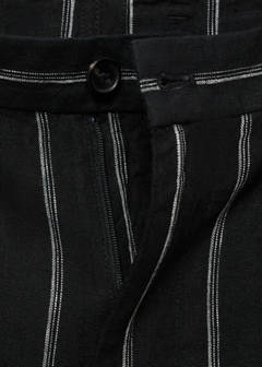 Striped linen-blend Bermuda shorts — Charcoal 9