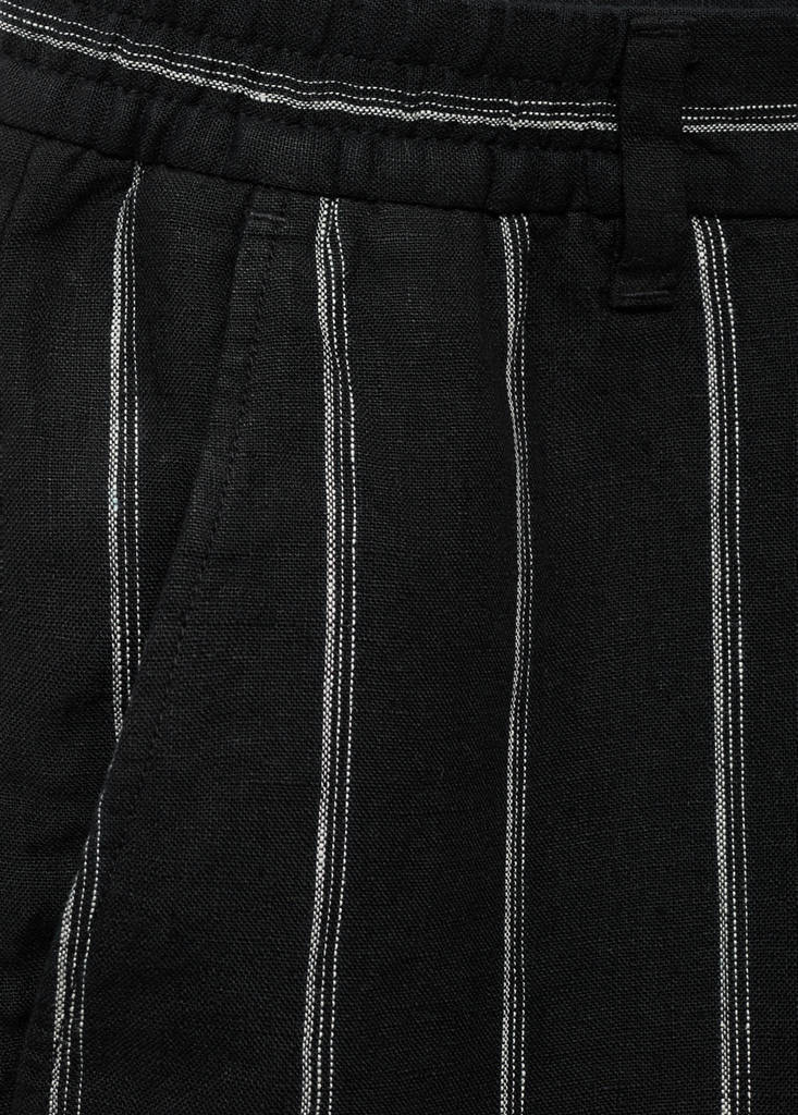 Striped linen-blend Bermuda shorts — Charcoal