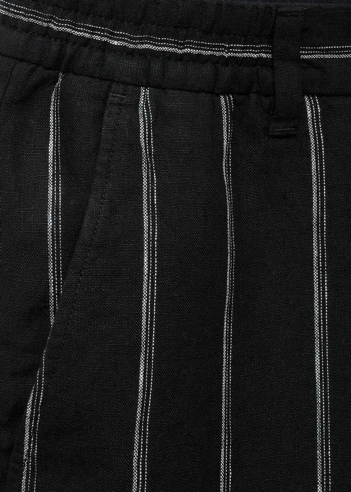 Striped linen-blend Bermuda shorts — Charcoal