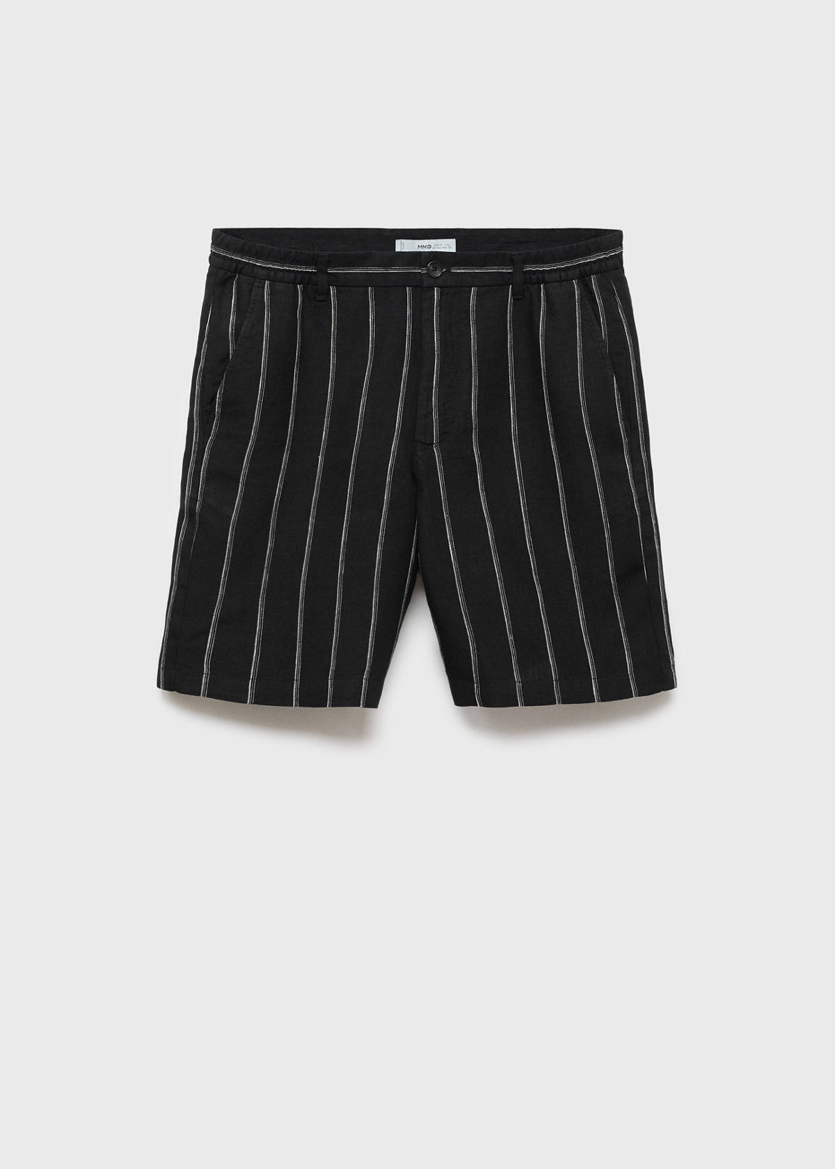 Striped linen-blend Bermuda shorts — Charcoal