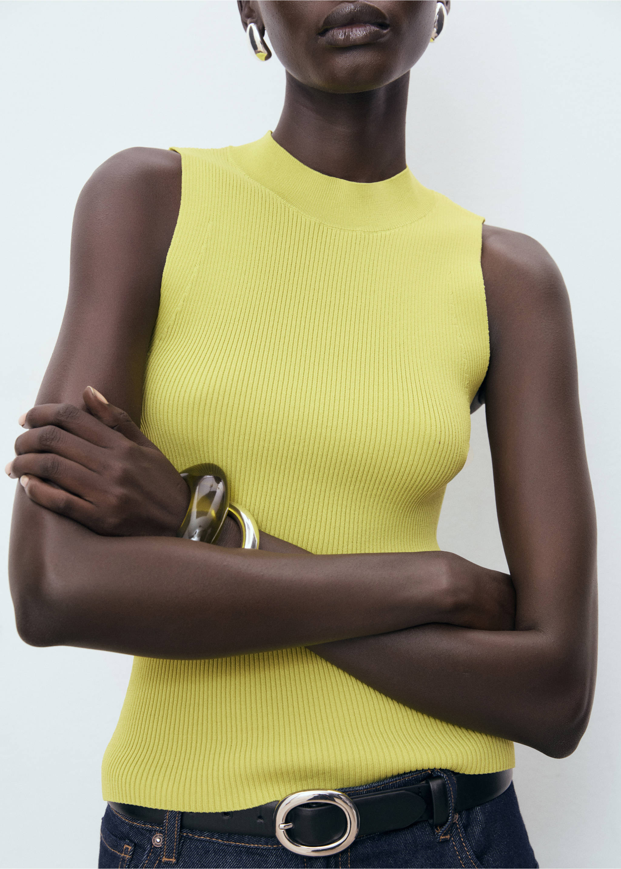 Ribbed knit top - Details of the article 3, Lime. Ref: 17022905-00.