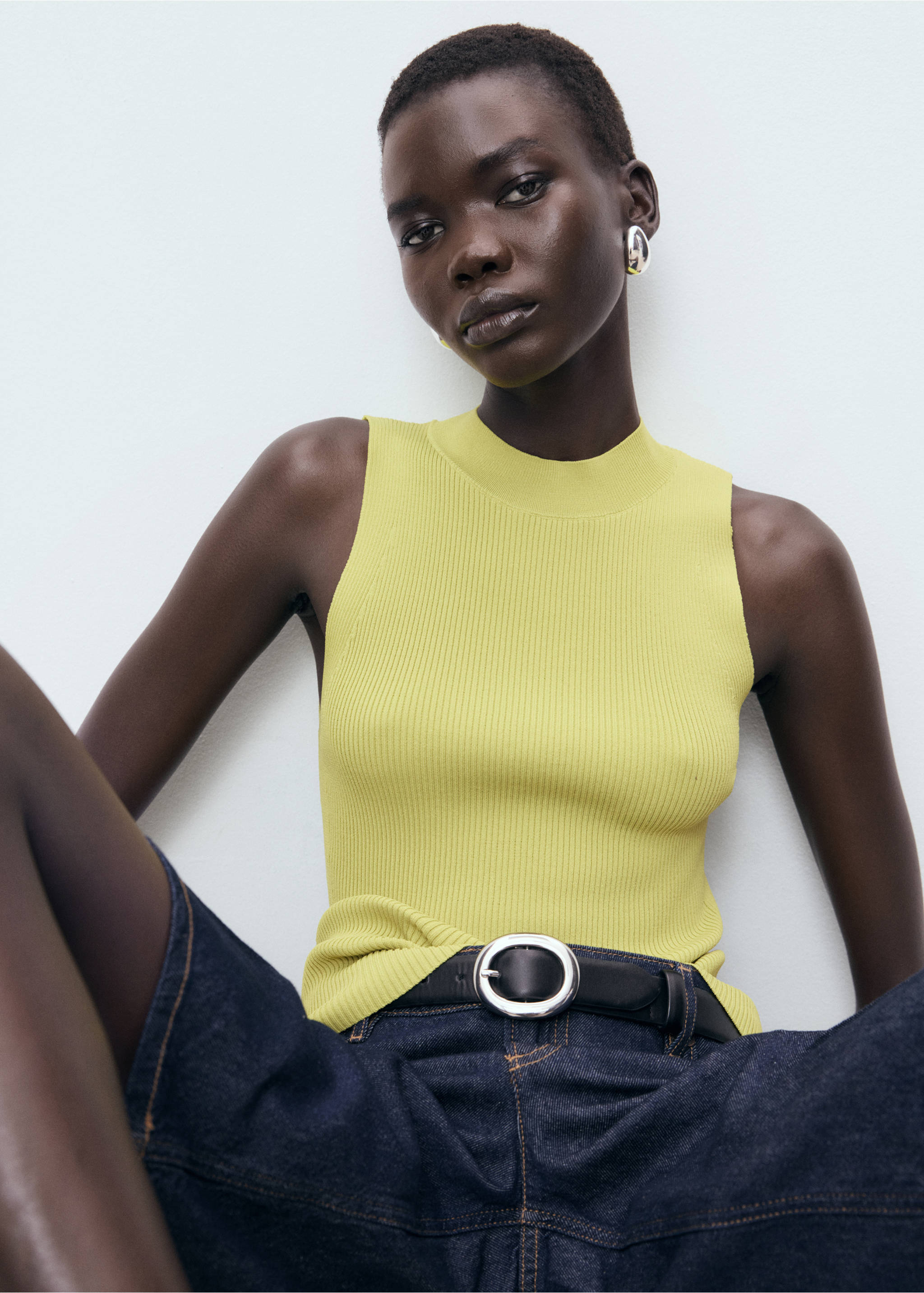 Ribbed knit top - Details of the article 2, Lime. Ref: 17022905-00.