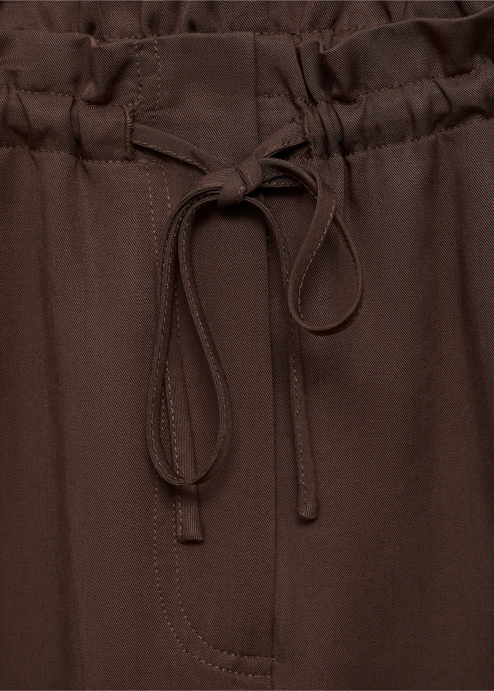 Lyocell wide leg trousers with drawstring - Details of the article 0, Chocolate. Ref: 17022906-00.
