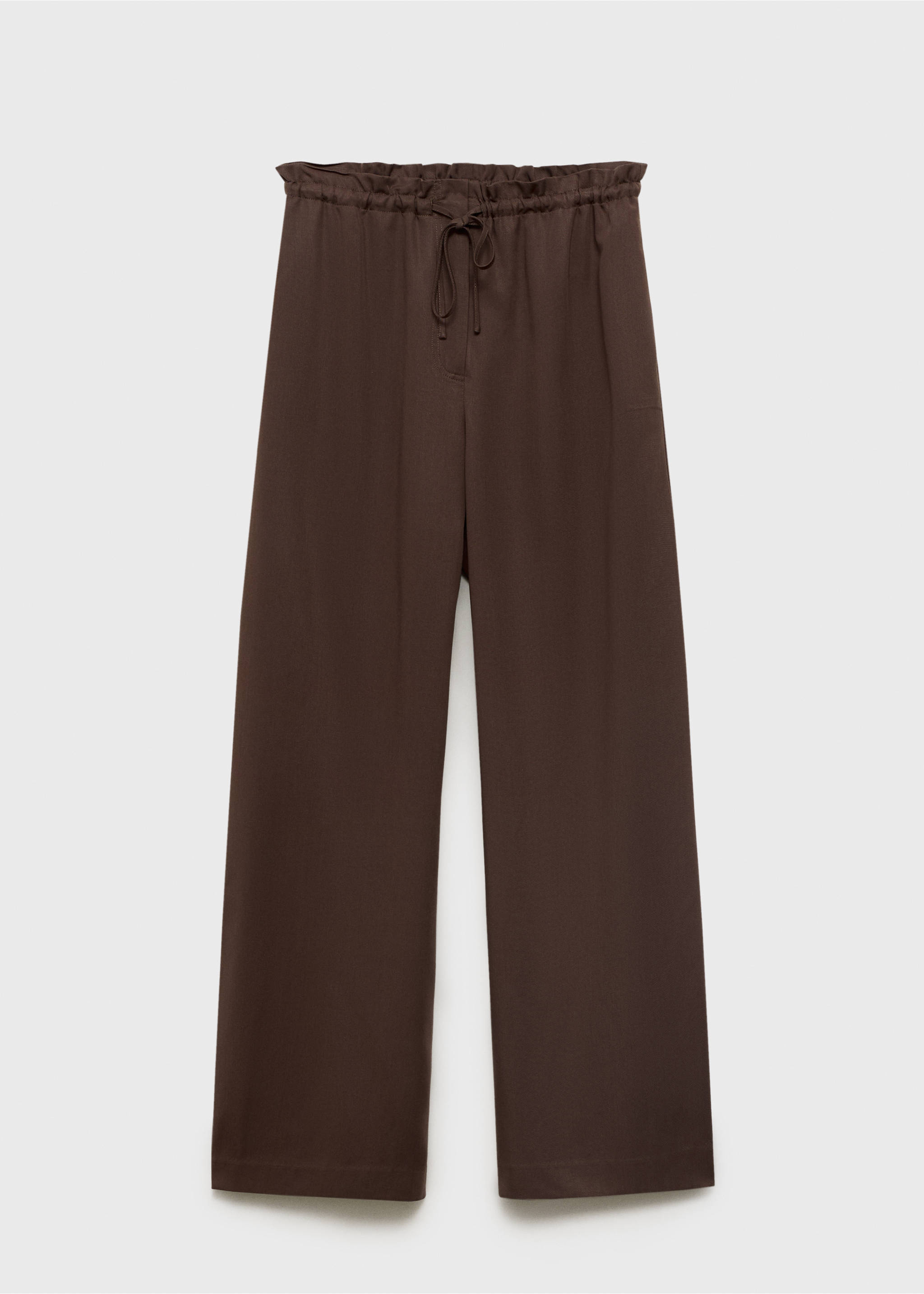 Lyocell wide leg trousers with drawstring - Article without model, Chocolate. Ref: 17022906-00.