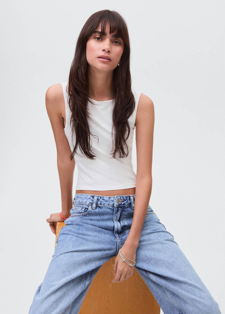 Plain strapless top — Off White