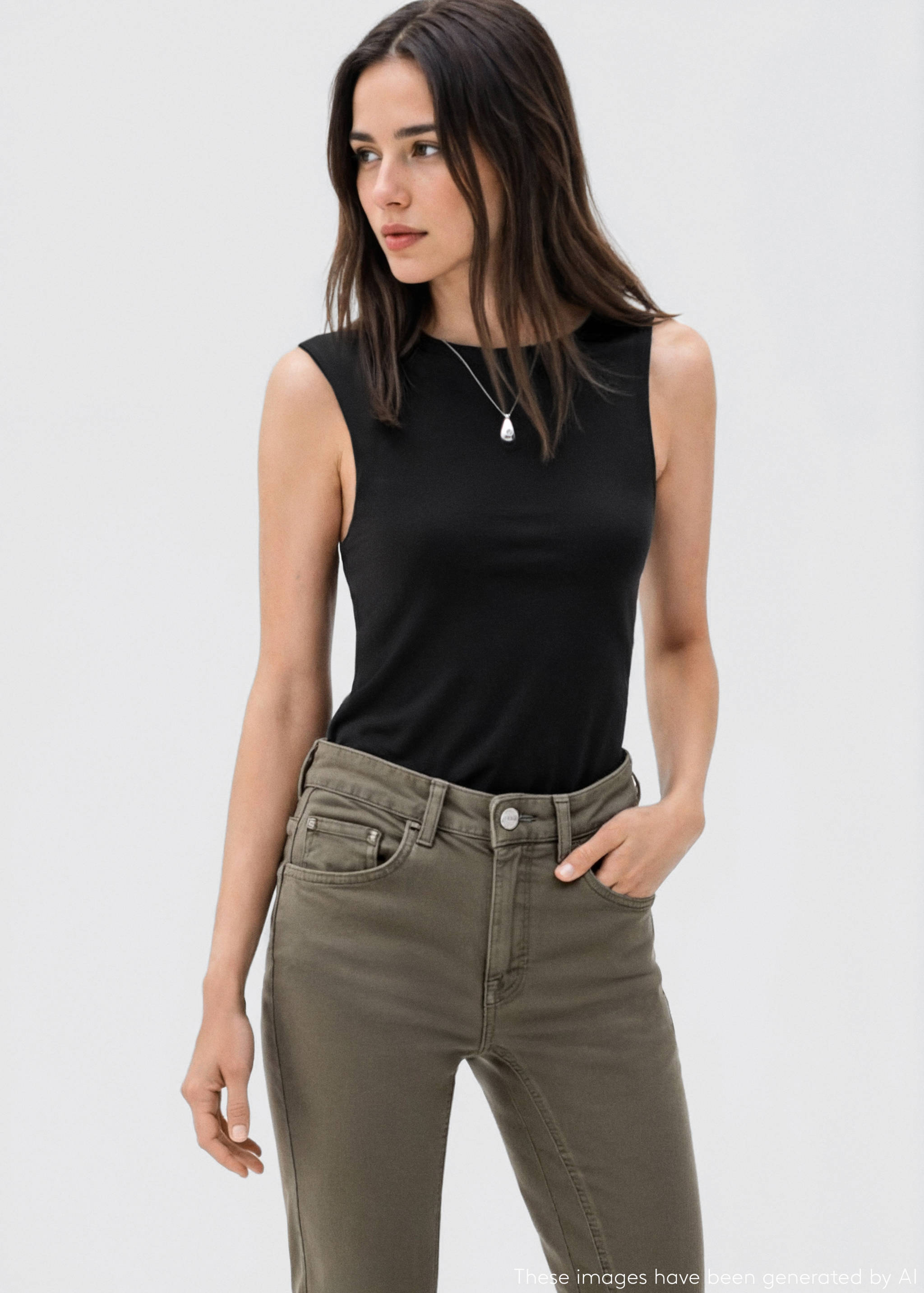 Однотонный топ на бретелях - Средний план