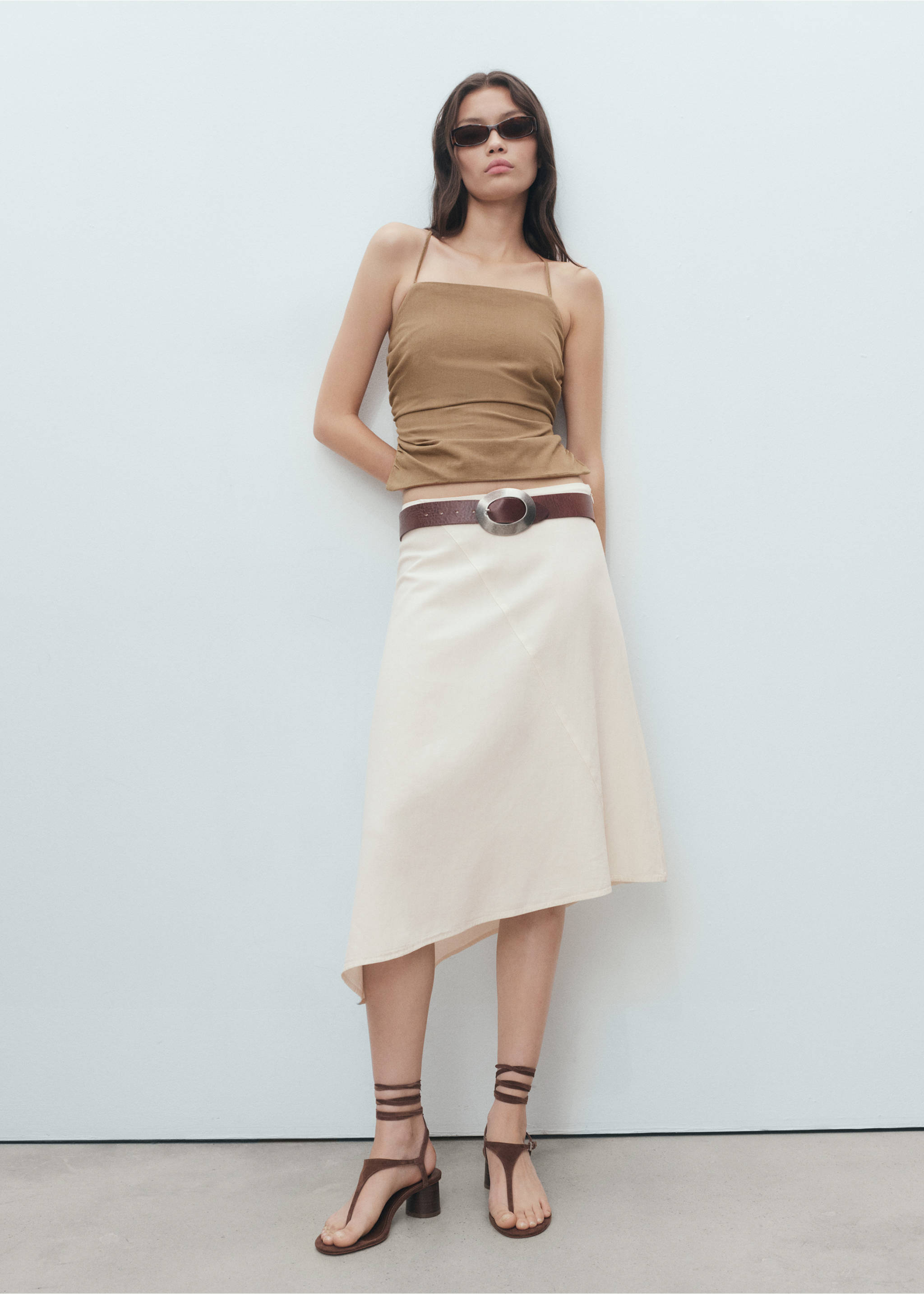 Cross-back draped top - General plane, Sand. Ref: 17022908-00.
