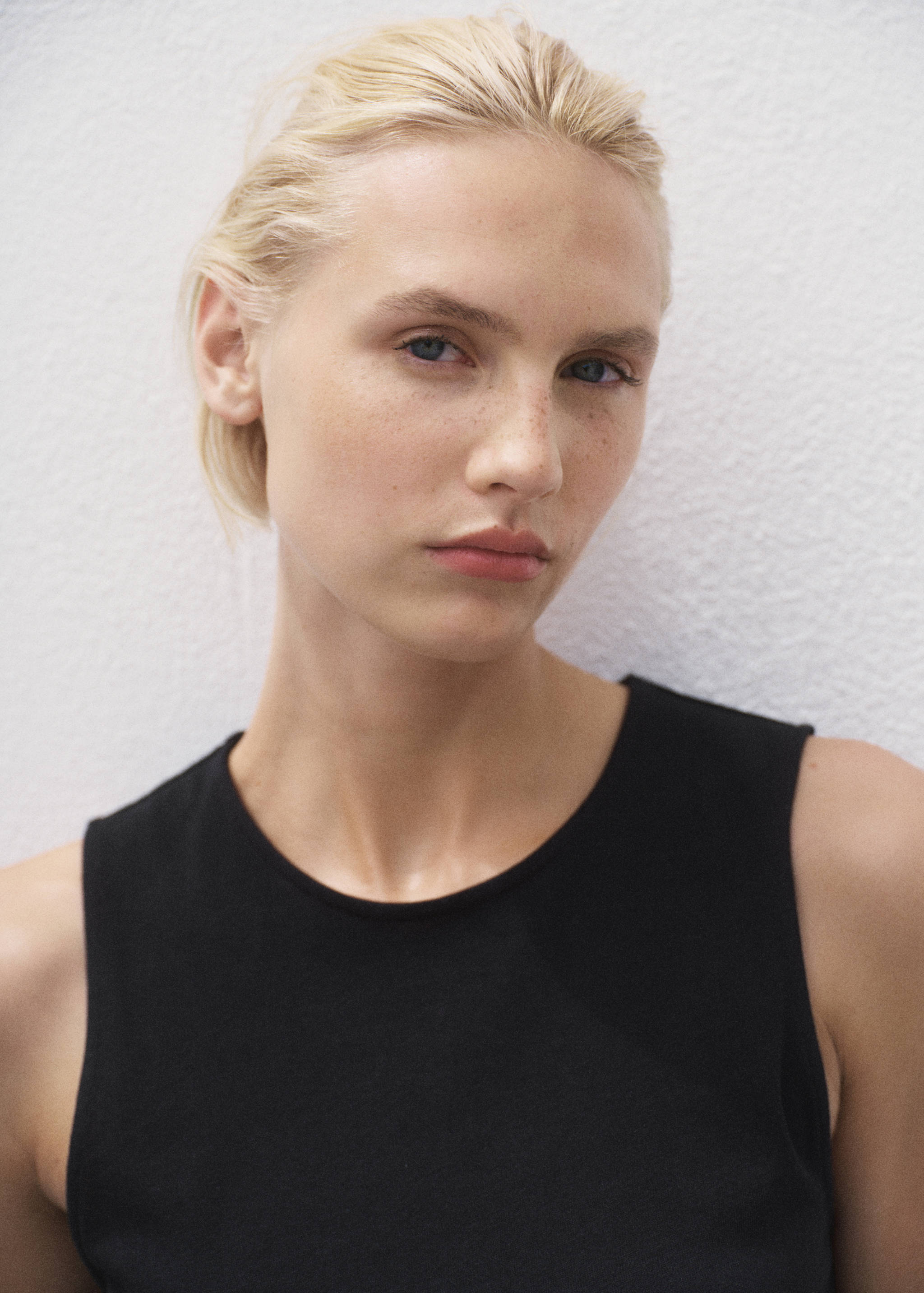 Gathered cotton midi-dress - Details of the article 1