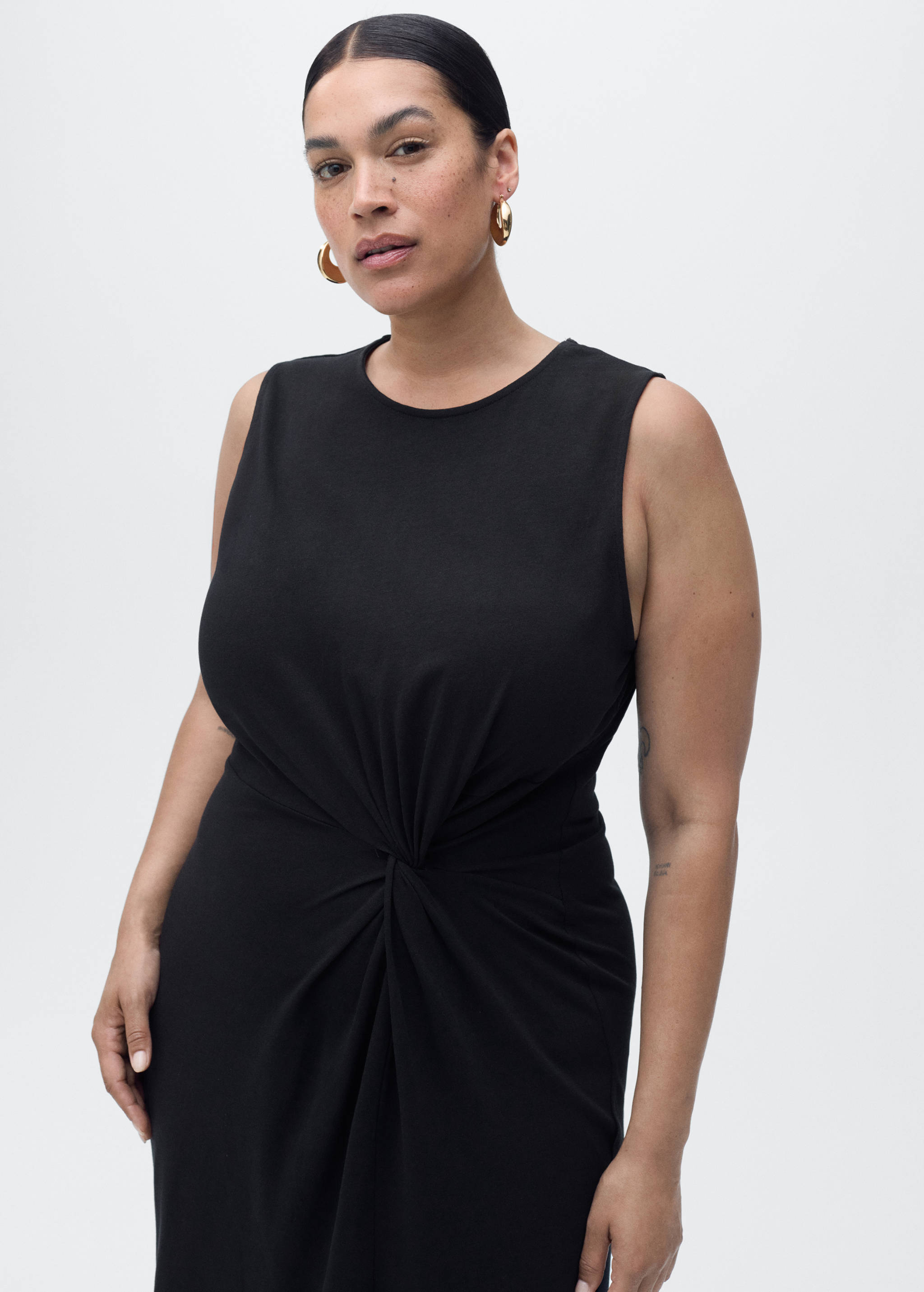 Gathered cotton midi-dress - Details of the article 5