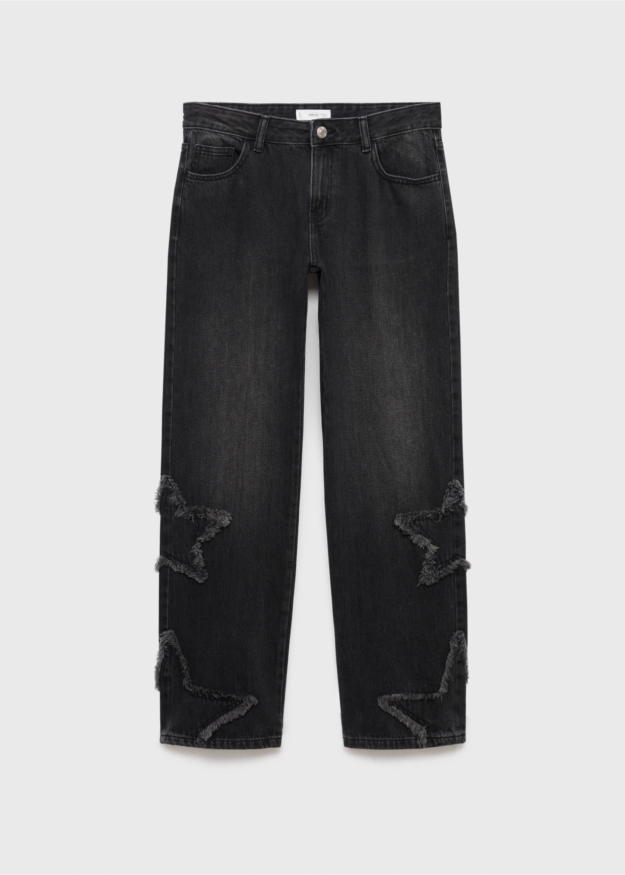 Jeans straight bordado estrellas - Artículo sin modelo, Denim negro. Ref: 17022914-00.