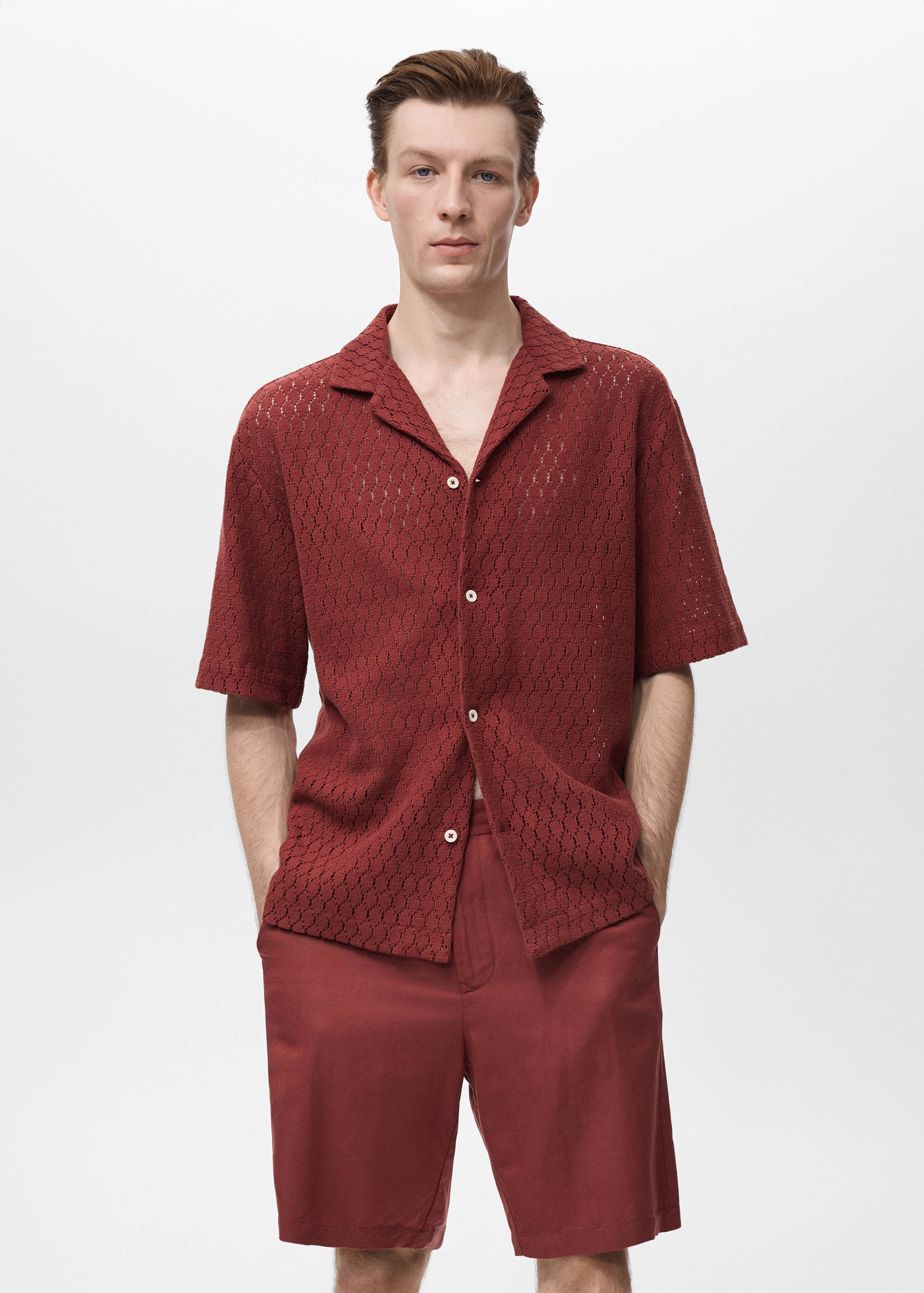 بلوزة قطنية مخرمة - رؤية وسط