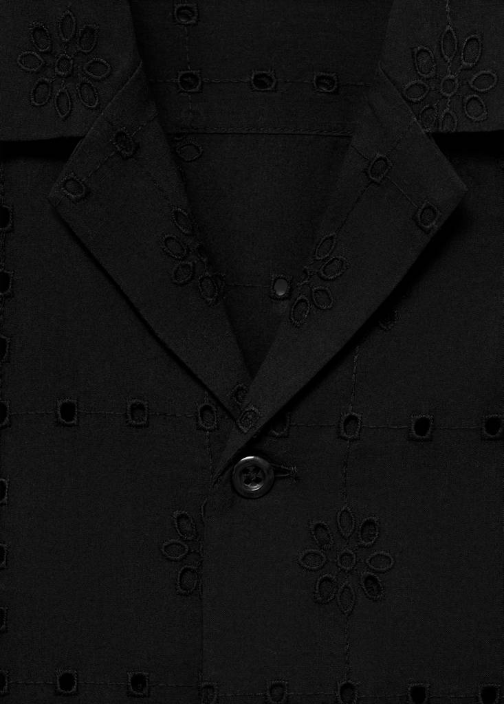Shirt with embroidered eyelet details — Black