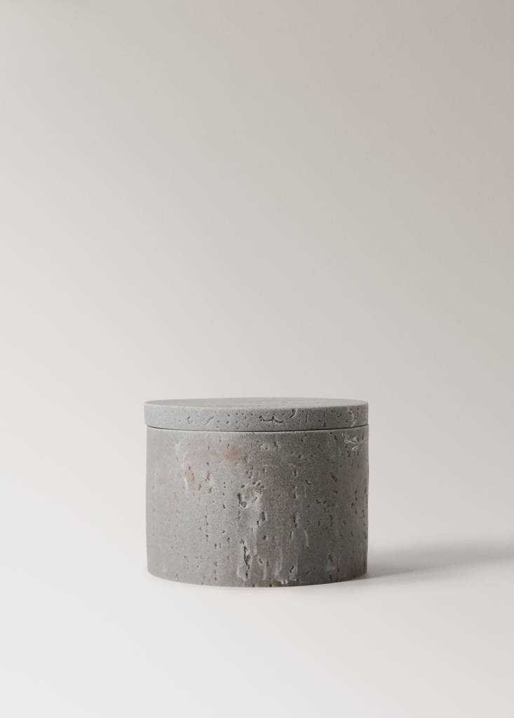 Medium resin bathroom container with marble effect — Light/Pastel Grey