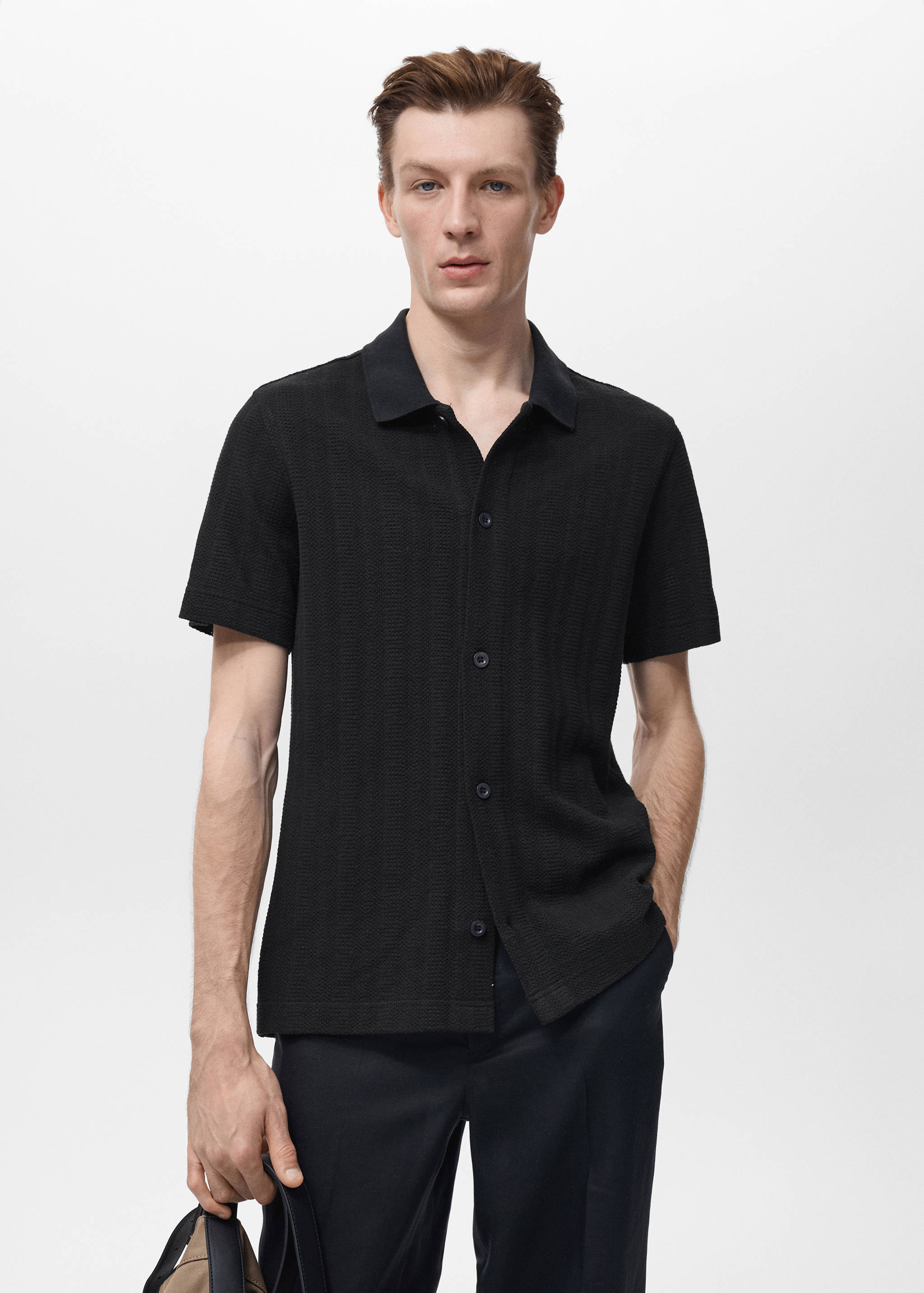 Structured knitted shirt - Medium plane