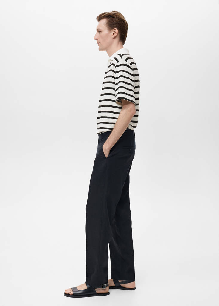 Striped textured knitted polo shirt — Off White
