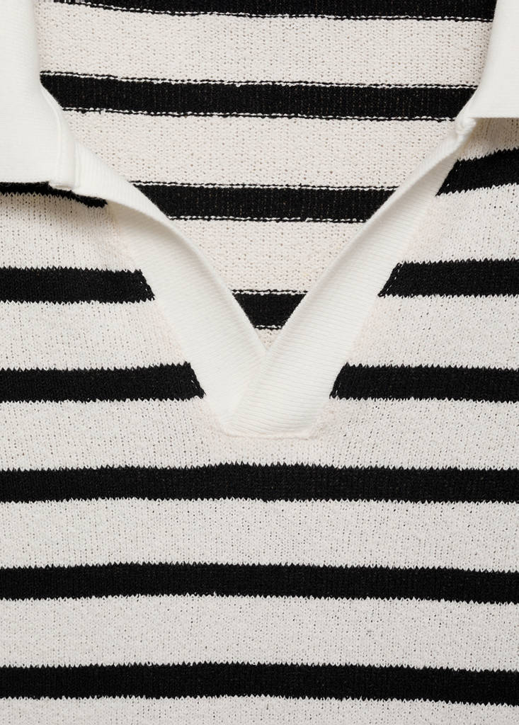 Striped textured knitted polo shirt — Off White
