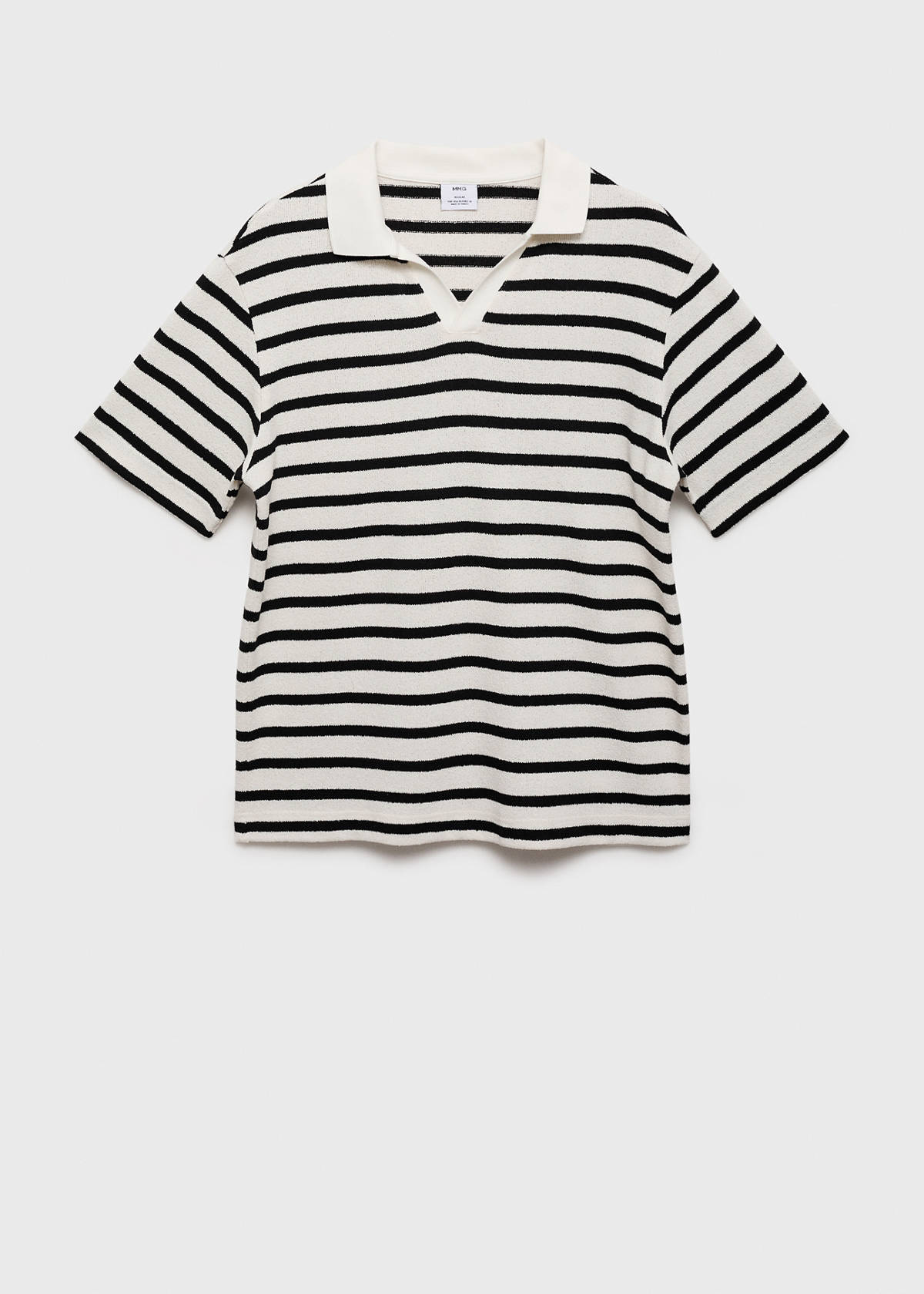 Striped textured knitted polo shirt — Off White