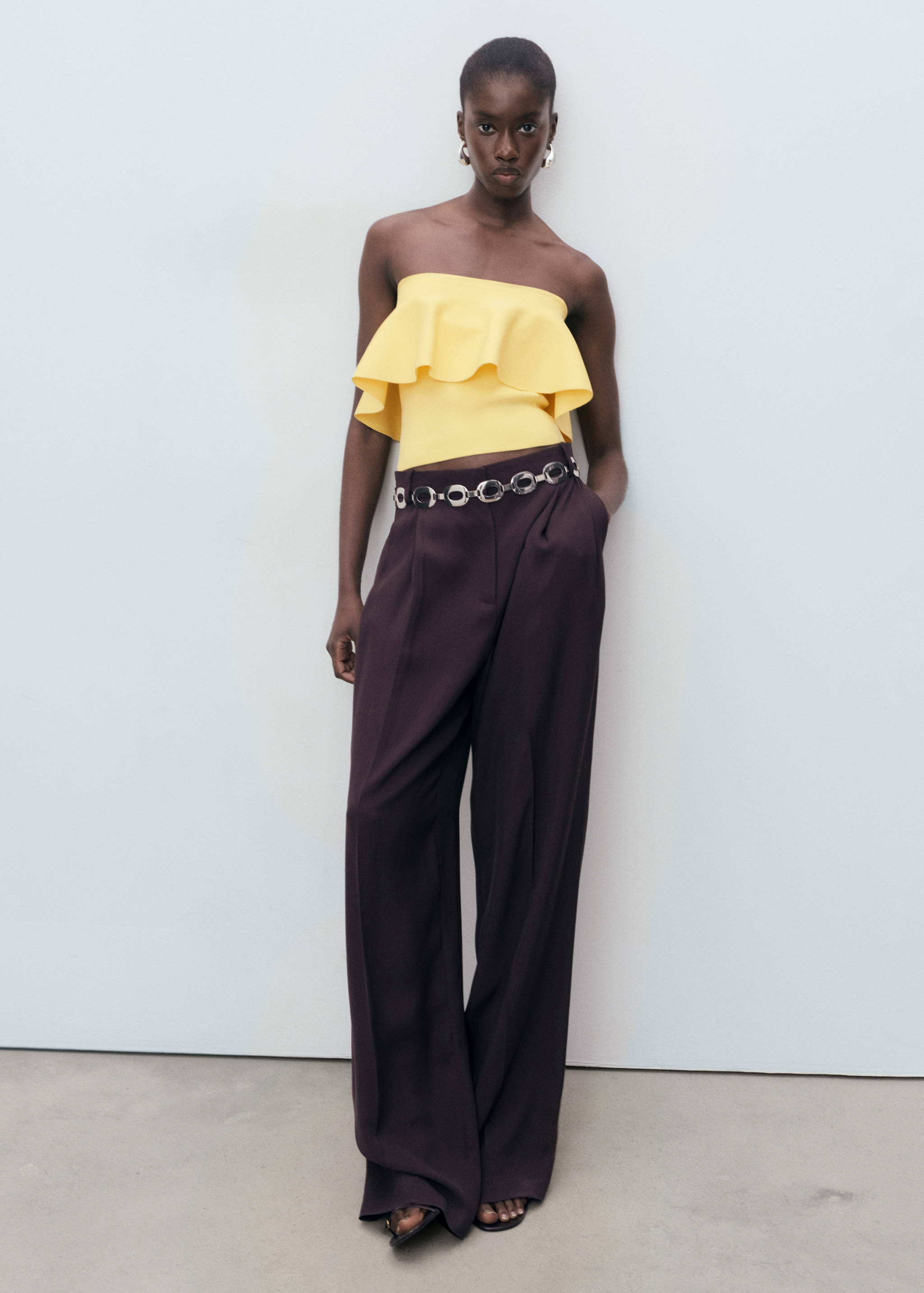 Maxi-ruffle strapless top - General plane