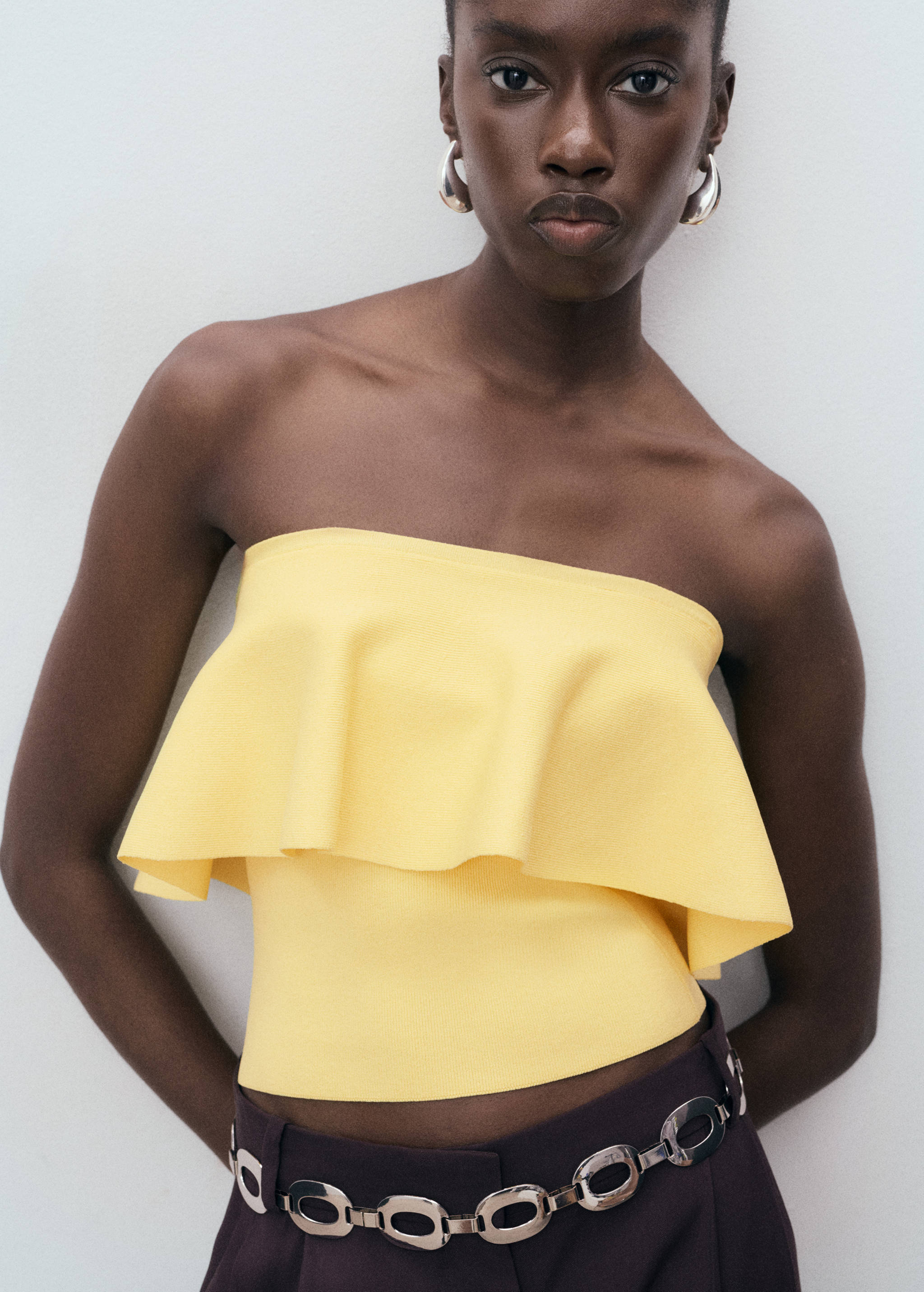 Maxi-ruffle strapless top - Medium plane