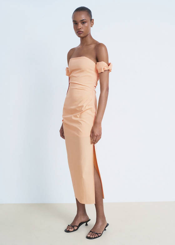 Straplez midi elbise