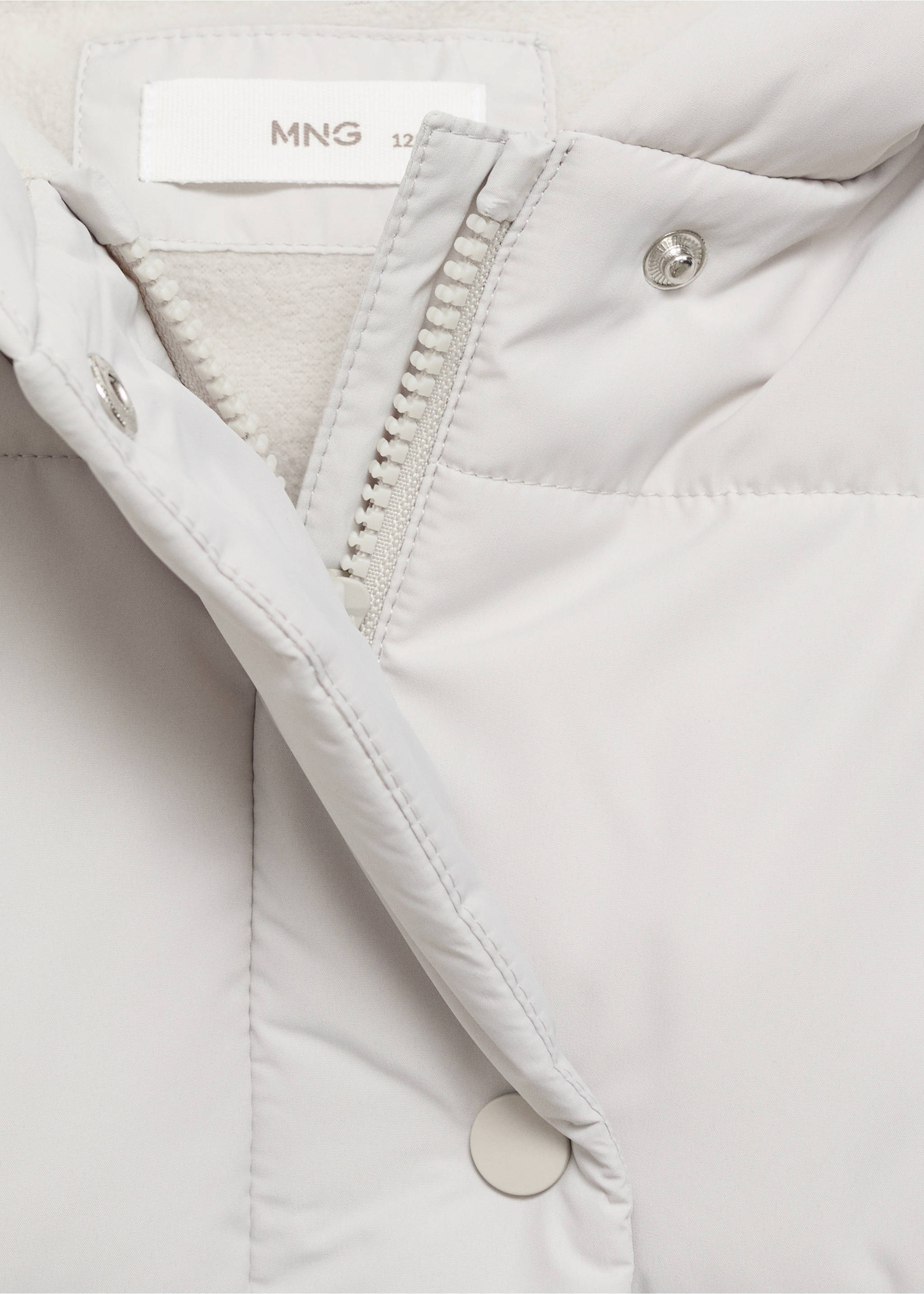 Hooded liner quilted coat - Details of the article 8, Grey. Ref: 17023275-00.