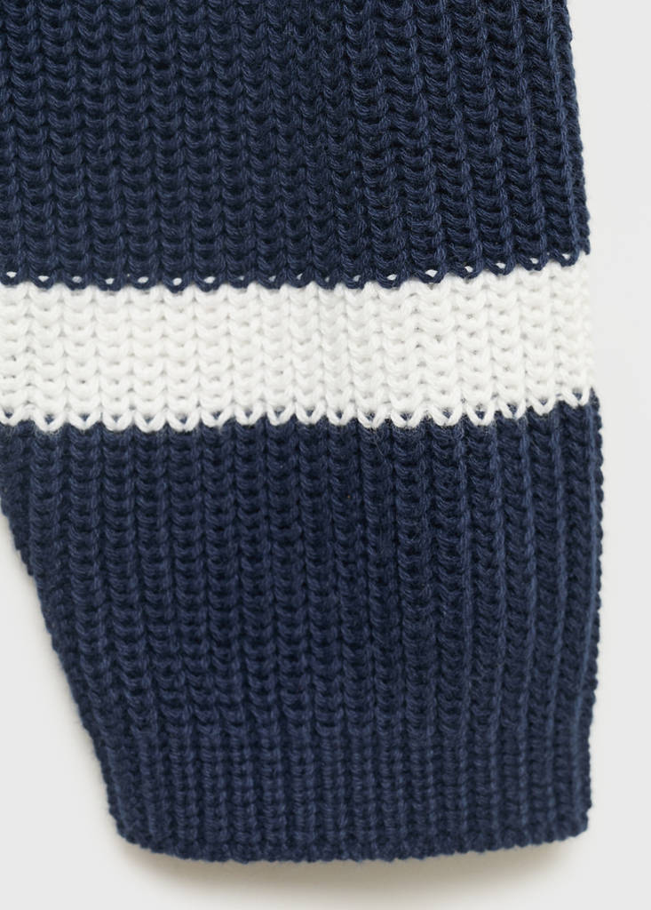 Knitted sweater with perkins neck — Navy