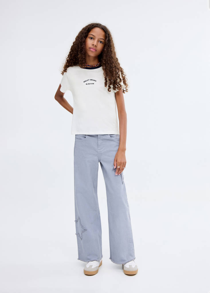 T-shirt with embroidered contrasting collar — Off White