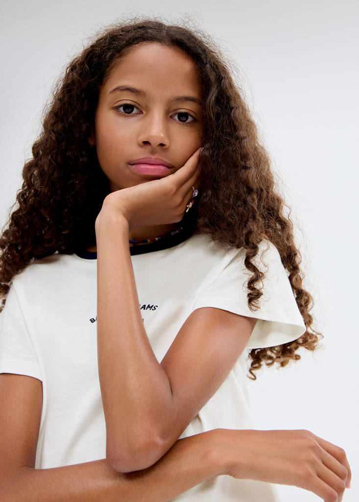 T-shirt with embroidered contrasting collar — Off White