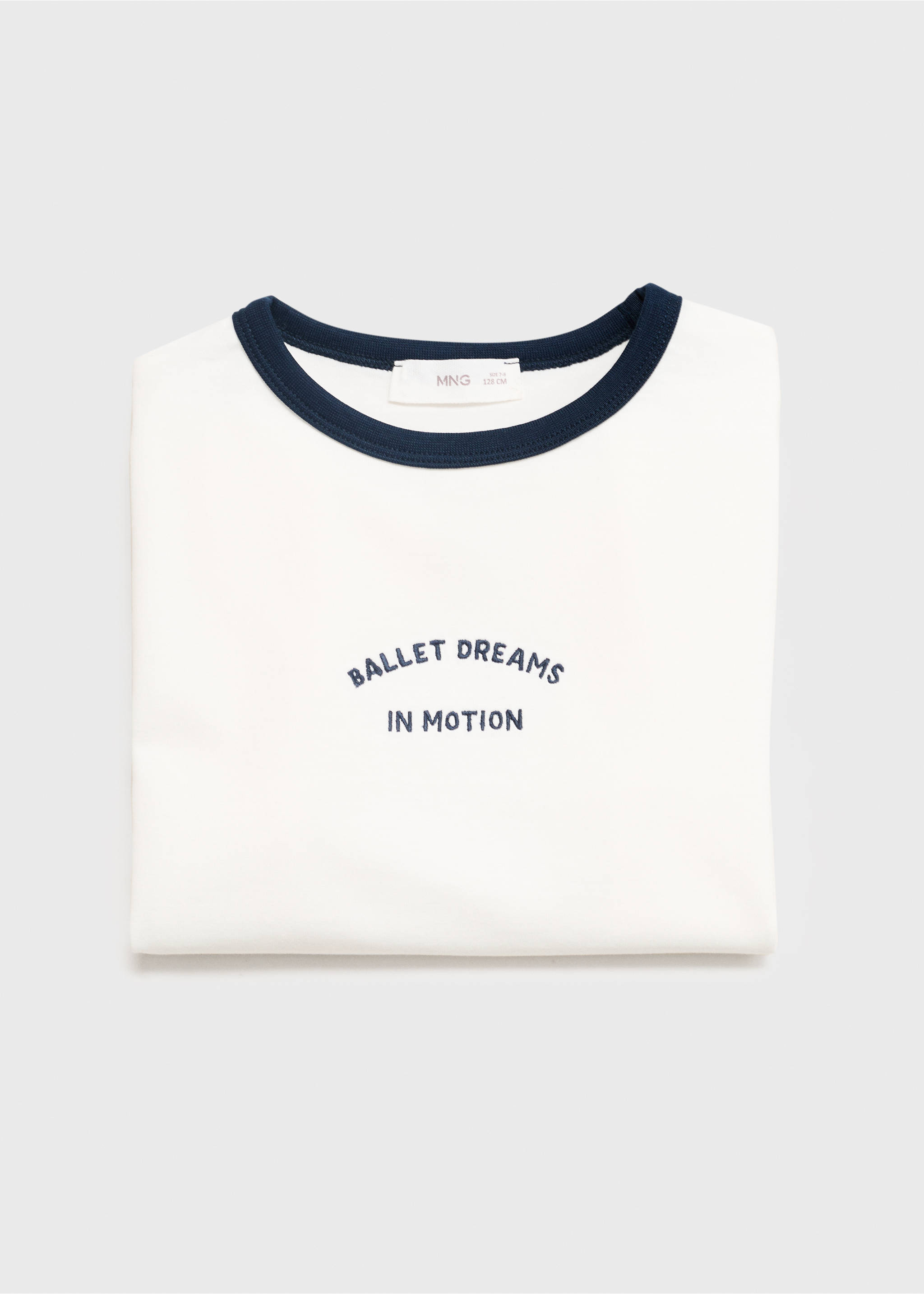 T-shirt with embroidered contrasting collar - Details of the article 0, Off White. Ref: 17023284-00.