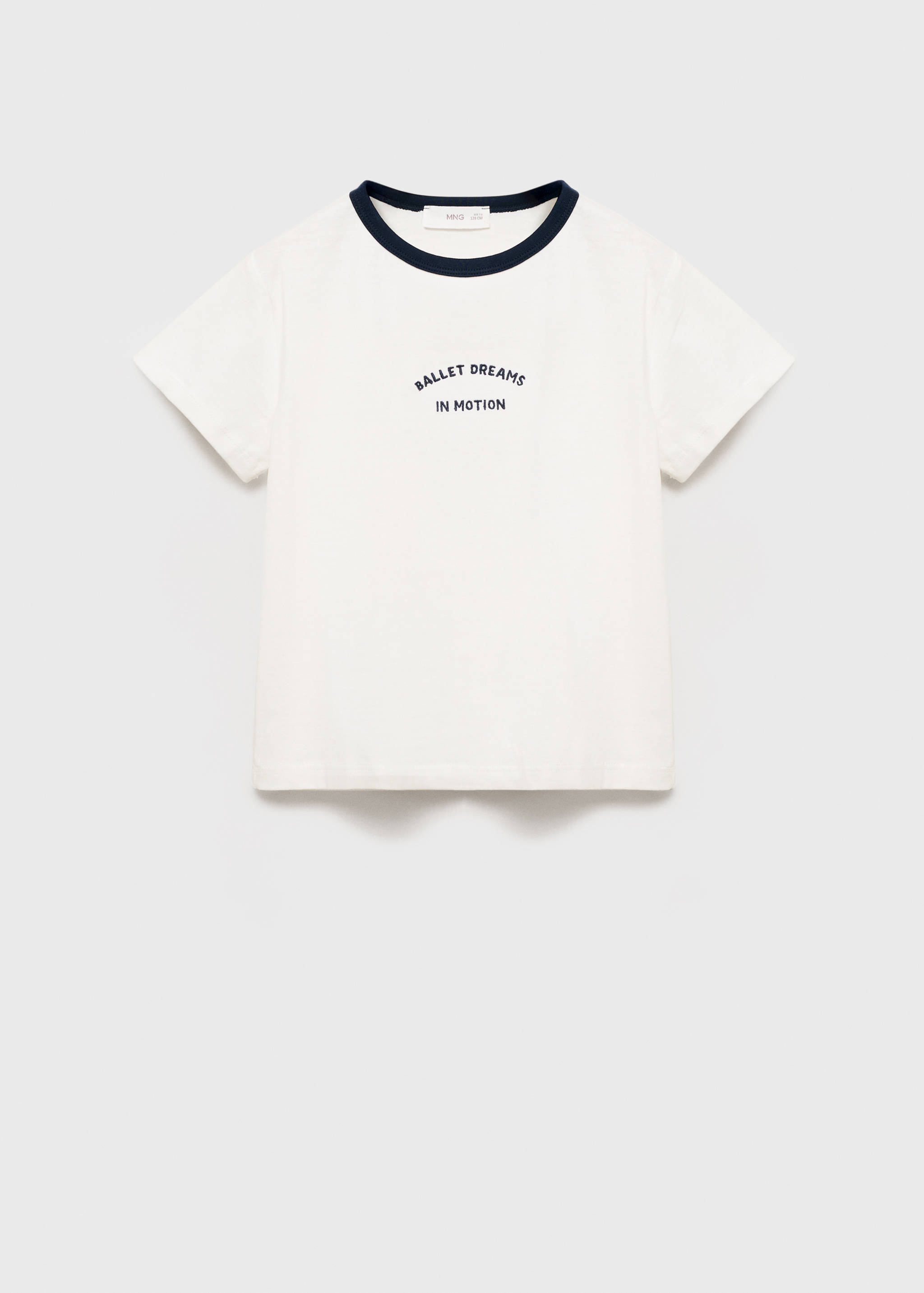 Broderad t-shirt med kontrastkrage - Artikel utan modell