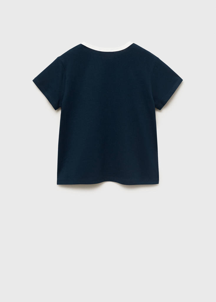 T-shirt with embroidered contrasting collar — Navy