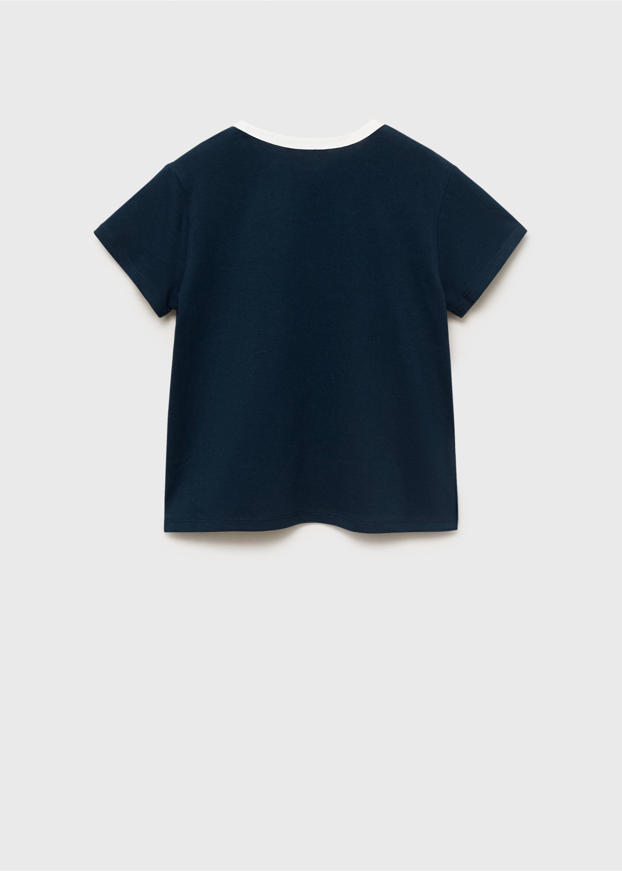 Camiseta bordada cuello contraste - Reverso del artículo, Azul marino. Ref: 17023284-00.