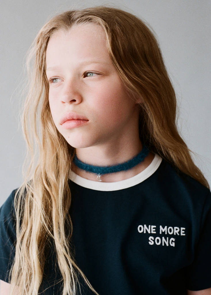 T-shirt with embroidered contrasting collar — Navy