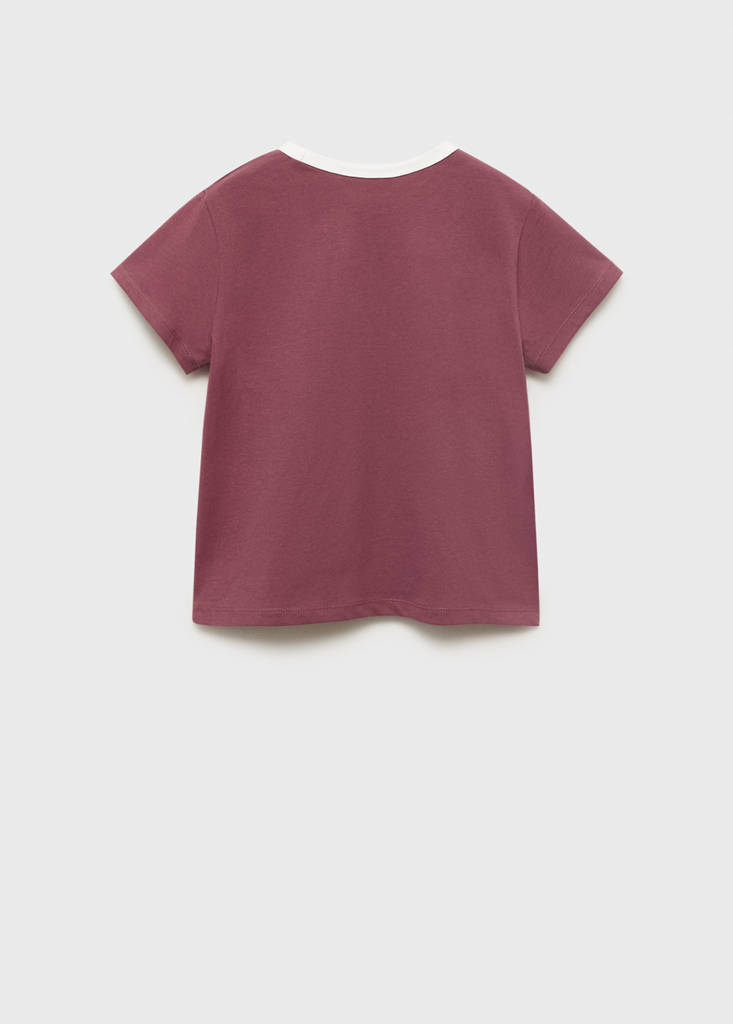 T-shirt with embroidered contrasting collar — Cherry