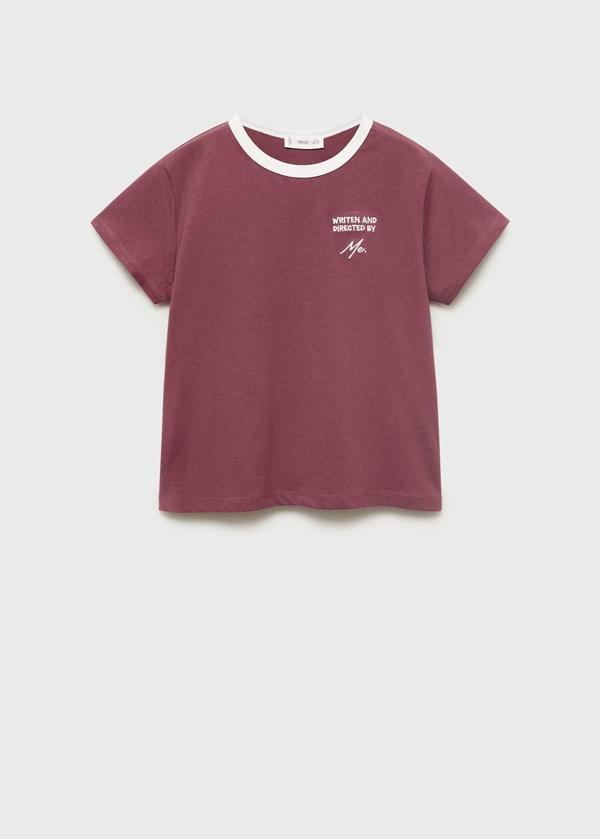 T-shirt with embroidered contrasting collar — Cherry