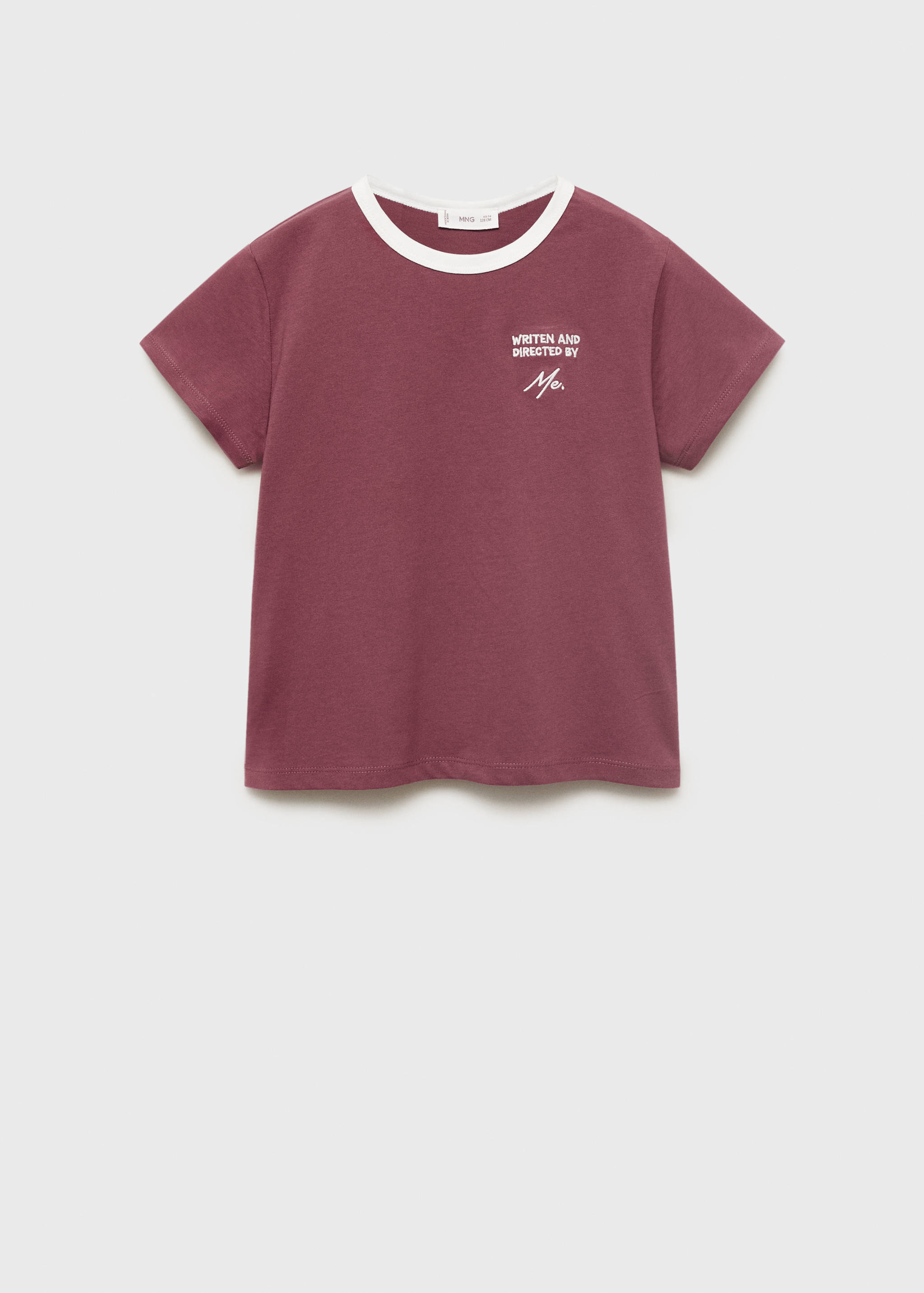 Broderad t-shirt med kontrastkrage - Artikel utan modell