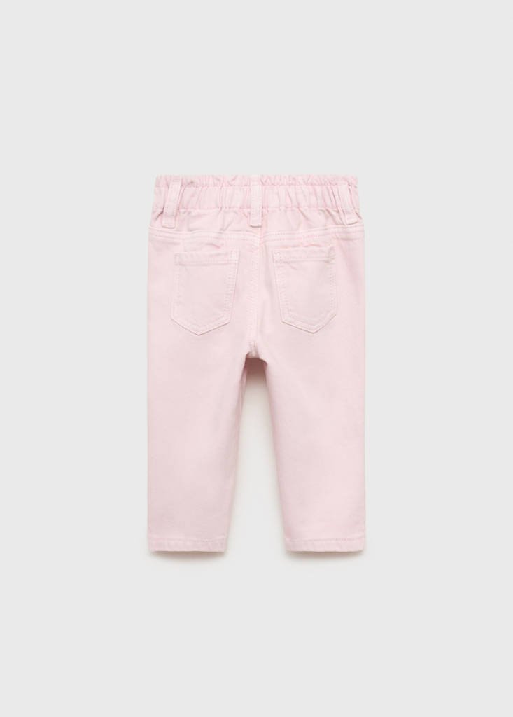 Paper bag jeans with buttons — Pink