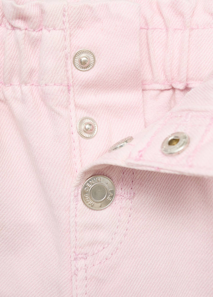 Paper bag jeans with buttons — Pink