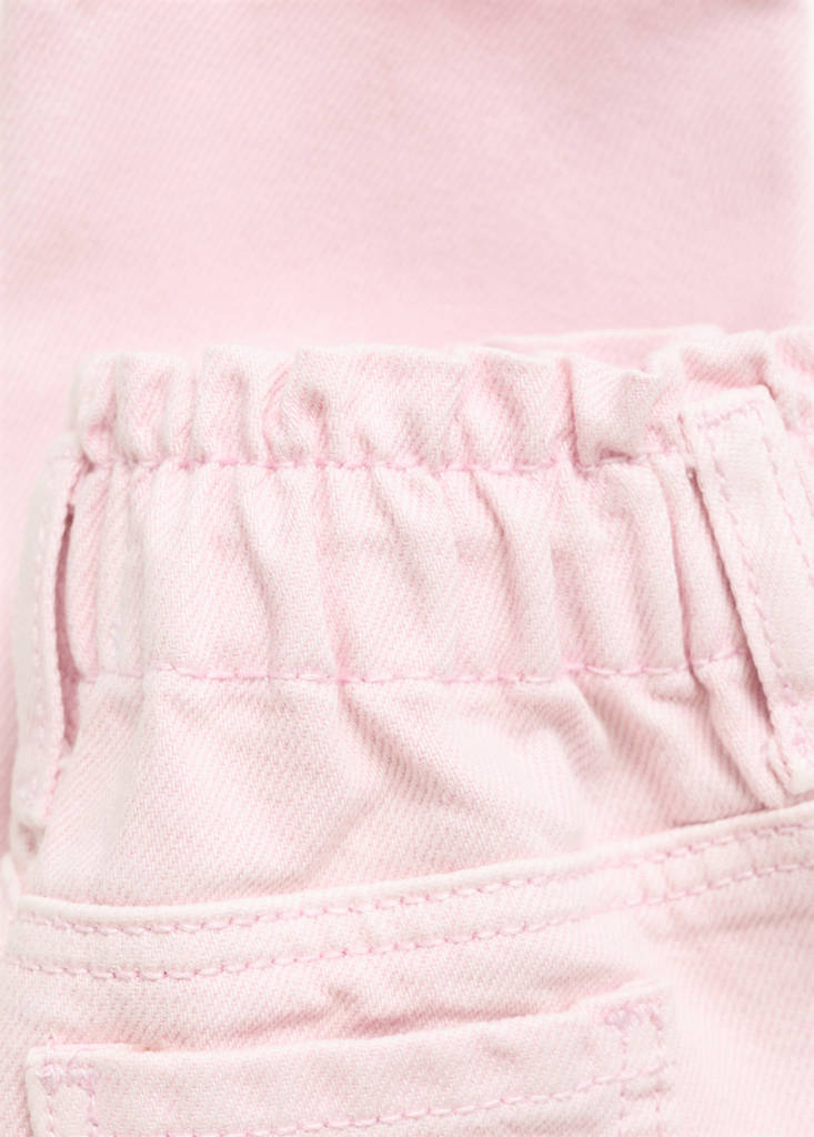Paper bag jeans with buttons — Pink