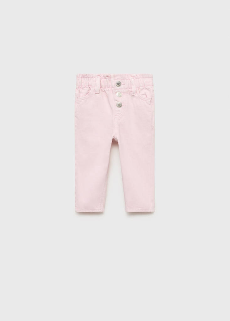 Paper bag jeans with buttons — Pink