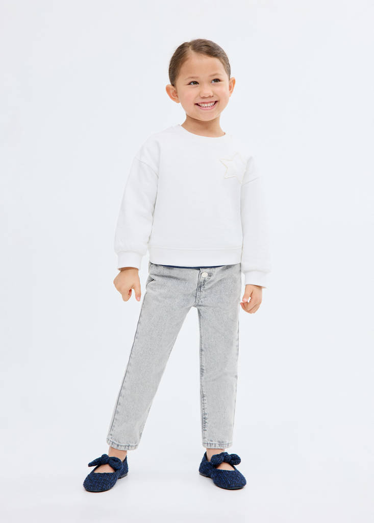 Paper bag jeans with buttons — Denim Grey