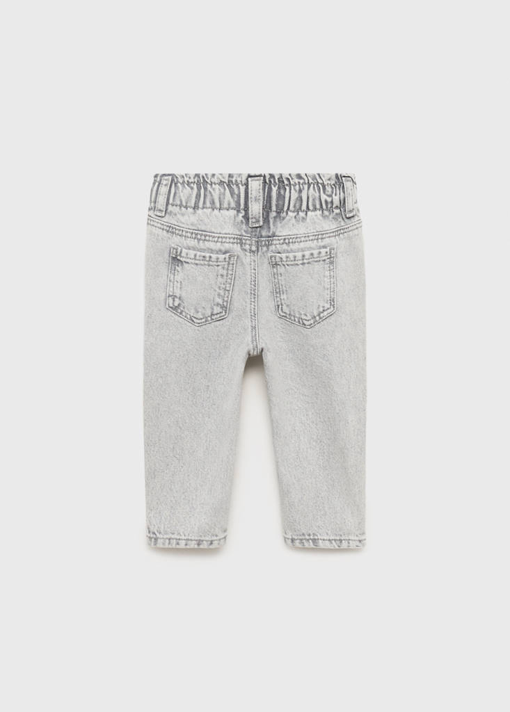 Paper bag jeans with buttons — Denim Grey