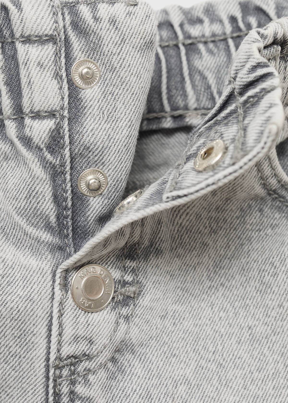 Paper bag jeans with buttons — Denim Grey