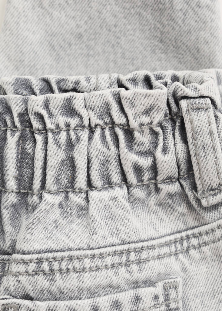 Paper bag jeans with buttons — Denim Grey