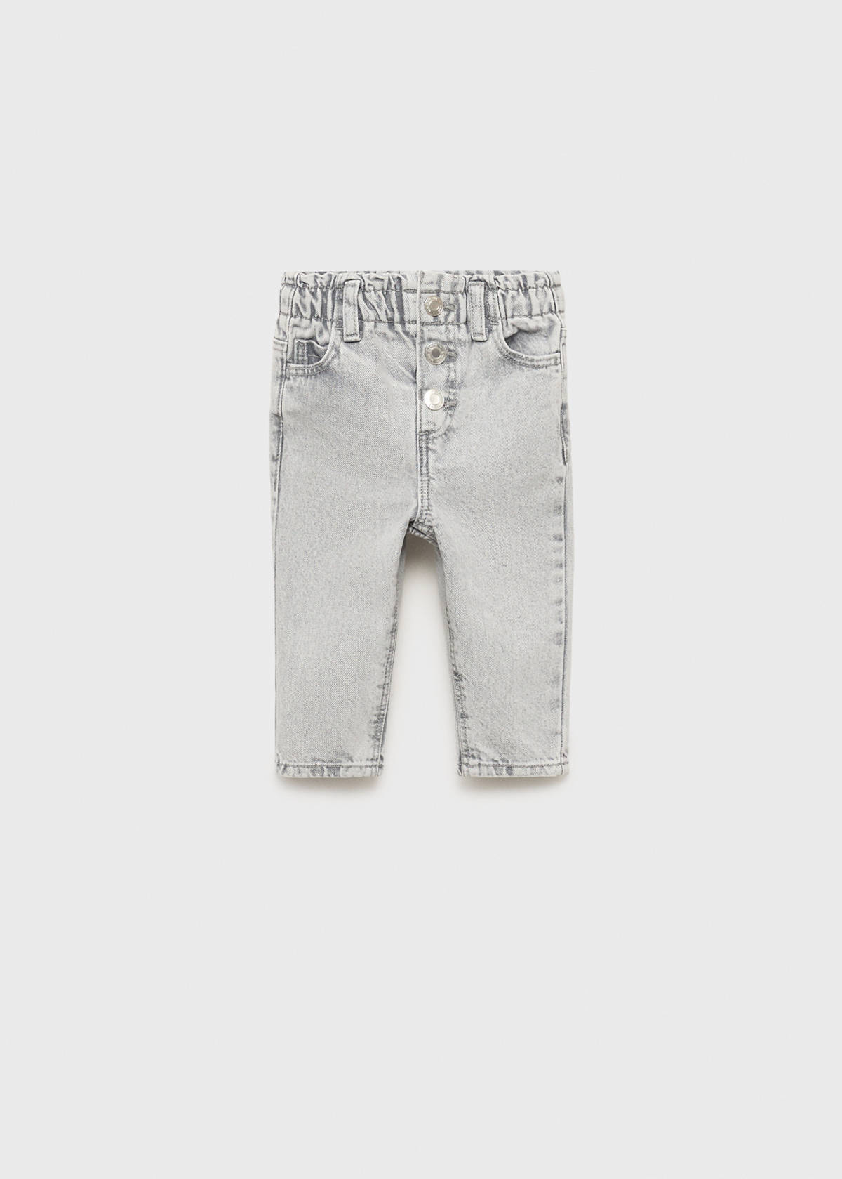 Paper bag jeans with buttons — Denim Grey