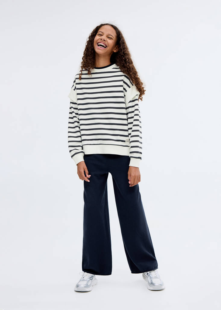 Striped cotton-blend sweatshirt — Navy