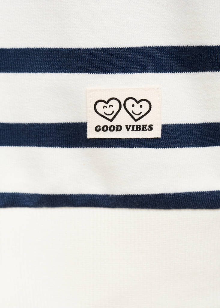 Striped cotton-blend sweatshirt — Navy