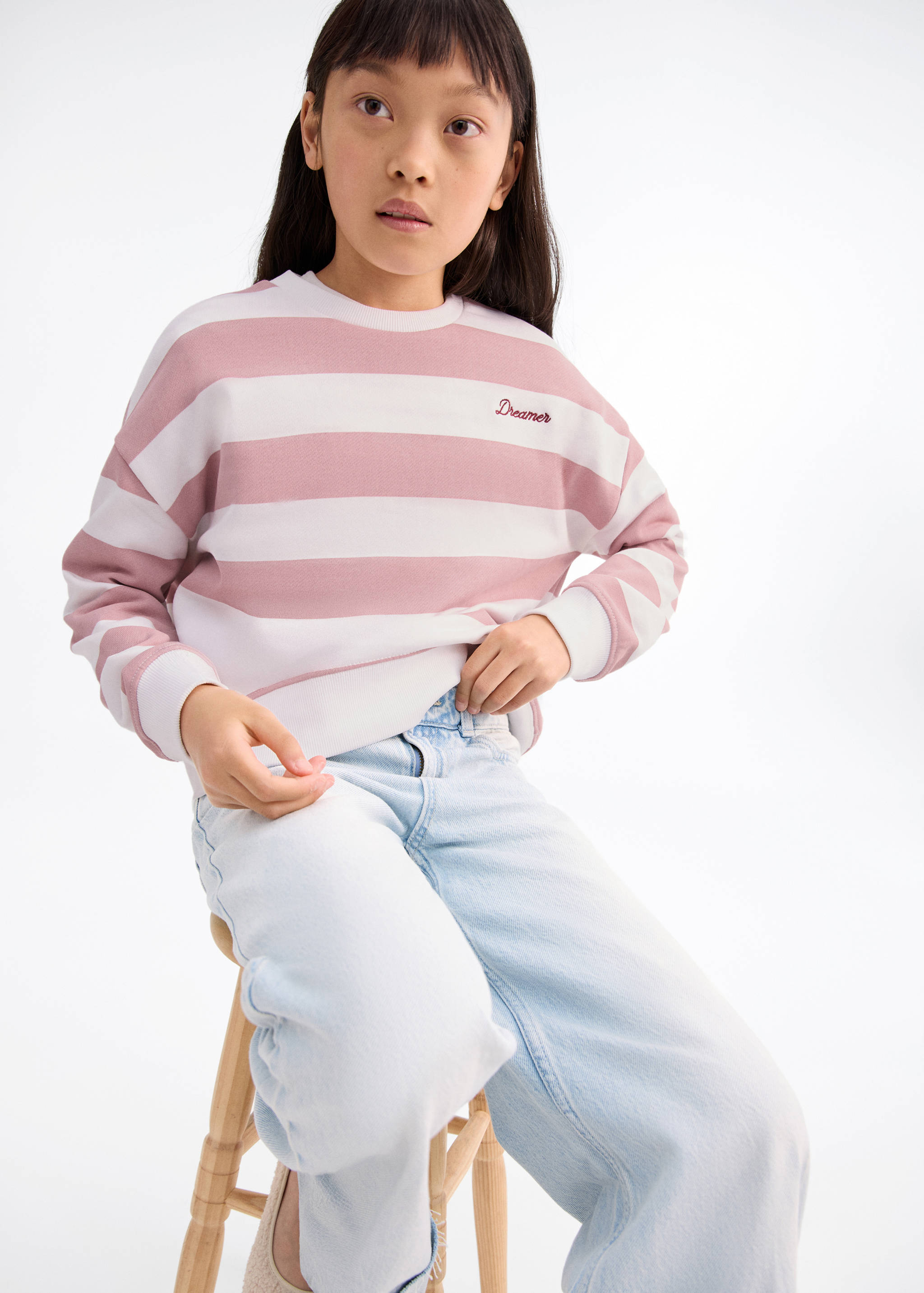 Striped sweatshirt with embroidered detail - General plane