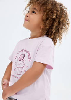 Embossed detail printed t-shirt — Lilac 1