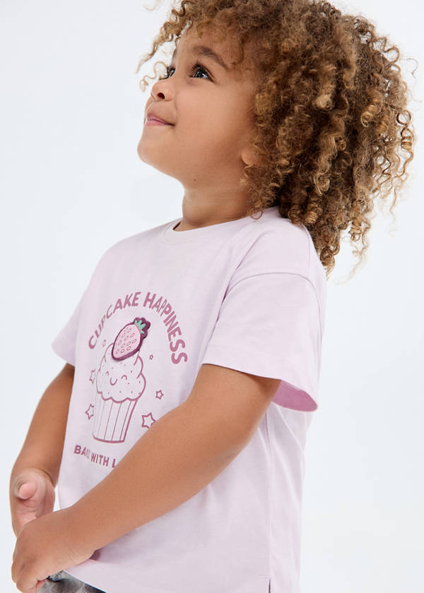 Embossed detail printed t-shirt — Lilac